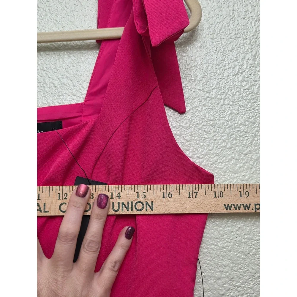 Lulus Mini Dress L Pink Tie Shoulder Square Neck Slit Bodycon Party Wedding Date